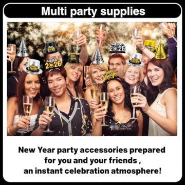 New Years Eve Party Supplies 2026 - 40PCS Happy New Years Decorations for 12 Guests Includes Banner,...