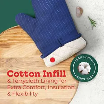 Big Red House Silicone Oven Mitts Heat Resistant Kitchen Gloves with Fingers, Professional Grade Pro...