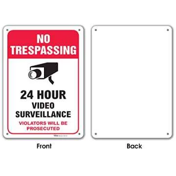 Video Surveillance No Trespassing Sign, Large Rust Free 10x14" Aluminum - by ARMO