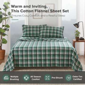 Woolrich Cotton Sheet Set Cottage Charms Print, 100% Cotton Flannel Sheets Warm & Fuzzy Bedding Set ...
