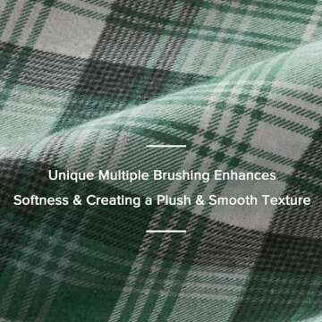 Woolrich Cotton Sheet Set Cottage Charms Print, 100% Cotton Flannel Sheets Warm & Fuzzy Bedding Set Queen Size Sheets, Fitted Pocket Fits Up to 14" Mattress, Queen Green Plaid, 4 Piece