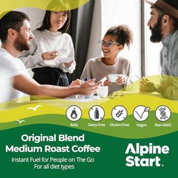 Alpine Start Instant Coffee Medium Roast, Portable & Dairy-Free