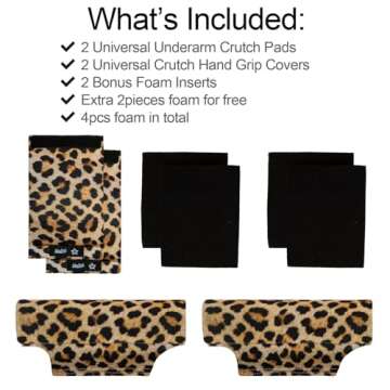 Underarm Crutch's Pad and Hand Grip Covers Universal Forearm Handle Padded Cushion Sets Accessories for Crutches Pads for Armpits (Leopard)
