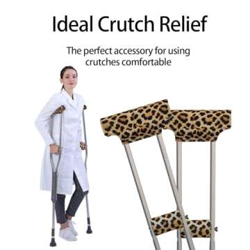 Underarm Crutch's Pad and Hand Grip Covers Universal Forearm Handle Padded Cushion Sets Accessories for Crutches Pads for Armpits (Leopard)
