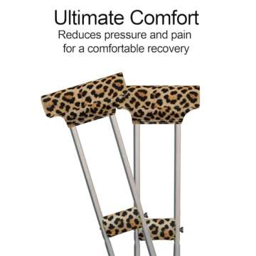 Underarm Crutch's Pad and Hand Grip Covers Universal Forearm Handle Padded Cushion Sets Accessories for Crutches Pads for Armpits (Leopard)