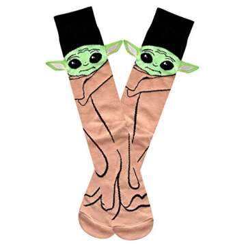 STAR WARS Men's Baby Yoda with Embroidered Ears Adult Crew Socks