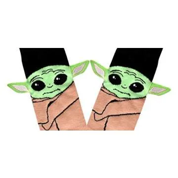 STAR WARS Men's Baby Yoda with Embroidered Ears Adult Crew Socks