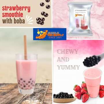 Strawberry Flavored Boba Bubble Tea Powder for Milk Tea Premium Instant Drink Mix - 2.2 LB bag for 4...