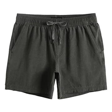 maamgic Men's 5 Inch Inseam Shorts Pull-On Relaxed Fit Comfort Shorts with Pocket Washed Charcoal Me...