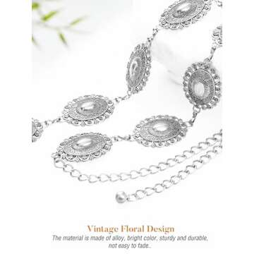 FIORETTO Metal Waist Chain Belts for Dress Western Boho Concho Chain Belt for Women Cowgirl Belts fo...