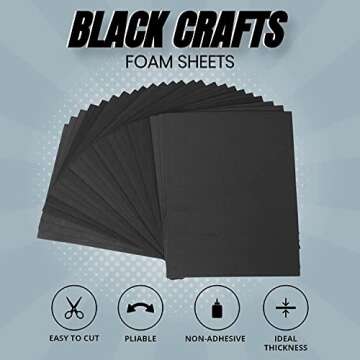 24 Ct Sheets Black EVA Cosplay Foam in 9” x 12’’ Sheets; High Density Thick Foam 85 kg/m³, 6m...