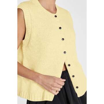 Cioatin Women Summer Knit Sweater Vest 2024 Sleeveless Button Down Loose Cardigan Tank Shirt Top Goi...