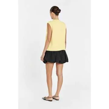 Cioatin Women Summer Knit Sweater Vest 2024 Sleeveless Button Down Loose Cardigan Tank Shirt Top Going Out Outfits Teen Yellow