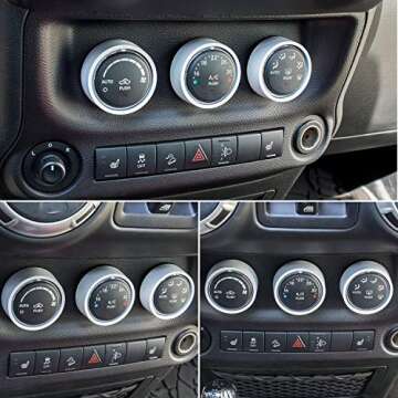 Audio Air Conditioning Button Cover Decoration Twist Switch Ring Trim Interior Accessories for Jeep Wrangler JK Patriot Compass Liberty for Dodge Challenger (White)