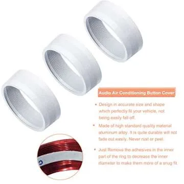 Audio Air Conditioning Button Cover Decoration Twist Switch Ring Trim Interior Accessories for Jeep Wrangler JK Patriot Compass Liberty for Dodge Challenger (White)
