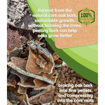 KITLAB Cork Trivet, High Density Fine Particle Thick Cork Trivets for Hot Dishes, 12 x 7 Inch Heat Resistant Cork Coaster, Rectangle Cork Placemats Cork Hot Pads for Kitchen, 4 Pcs