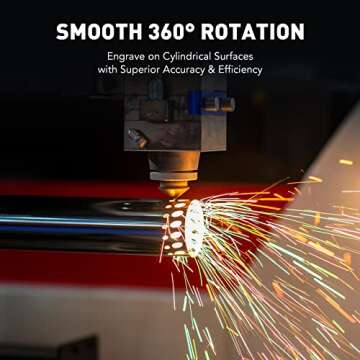 OMTech Rotary Axis Attachment for Fiber Laser Engravers, 80mm 3 Jaw Rotary Chuck Ring Jewelry Marking Tool, Laser Engraving Machine Rotary Tool with NEMA 23 Motor for Y Axis 360 Round Metal Etching