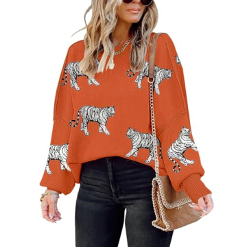 Oversized Sweaters for Womens Causal Crewneck Batwing Sleeve Knit Tops Side Split Fall Trendy Pullov...