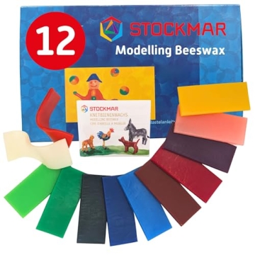 Stockmar Modelling Beeswax - 12 Assorted Sheets for Creative Kids and Artists - Non-Toxic Beeswax Ar...