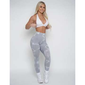 Pcheebum Marble Workout Scrunch Butt Leggings for Women - High Waisted, Squat Proof, Seamless Lifting Compression, Yoga Pants