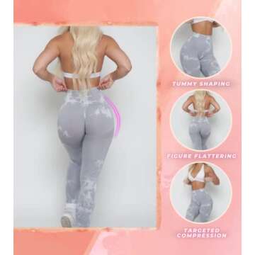 Pcheebum Marble Workout Scrunch Butt Leggings for Women - High Waisted, Squat Proof, Seamless Lifting Compression, Yoga Pants