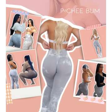 Pcheebum Marble Workout Scrunch Butt Leggings for Women - High Waisted, Squat Proof, Seamless Lifting Compression, Yoga Pants