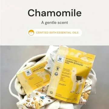 Grab Green Newborn Baby Laundry Detergent Pods and Dryer Sheets Bundle, 30 Count Pods and 40 Dryer Sheets, Calming Chamomile Scent, Plant and Mineral Based Laundry Care Set