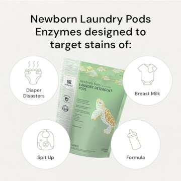Grab Green Newborn Baby Laundry Detergent Pods and Dryer Sheets Bundle, 30 Count Pods and 40 Dryer Sheets, Calming Chamomile Scent, Plant and Mineral Based Laundry Care Set