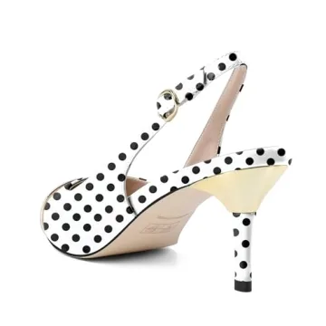 YODEKS Cap Toe Slingback Low Kitten Heels for Women