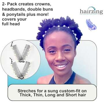 HairZing Hair Clip Banana - 2 Pack White Pearl for Women, All Day Hold for Styling