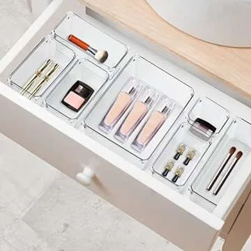 Ravinte 13 PCS Clear Drawer Organizer Bins for Home