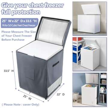 Dalema Outdoor Deep Freezer Cover,Heavy Duty 600D 100% Waterproof Chest Freezer Cover,Freezer Covers...