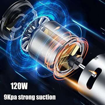 SIRUITON 9000Pa Cordless Vacuum Cleaner, Handheld Portable HEPA Filter Car Vacuum, Wet Dry Rechargeable Carpet Upholstery Pet Hair Cleaner (Black)