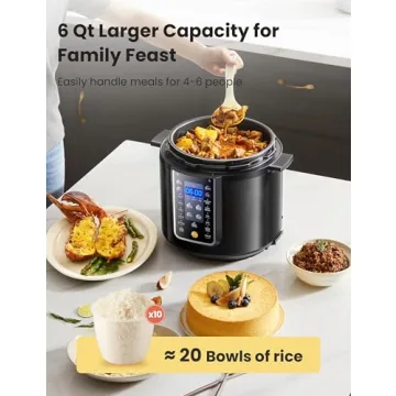 COMFEE’ 9-in-1 Electric Pressure Cooker 13 Presets Instant Multi Cooker Olla de Presion Slow Cooker Rice Cooker Steamer Sauté Yogurt Maker Non-Stick Pot 6 Quart Black, Aluminum