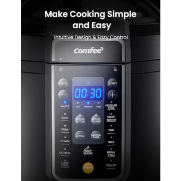 COMFEE’ 9-in-1 Electric Pressure Cooker 13 Presets Instant Multi Cooker Olla de Presion Slow Cooker Rice Cooker Steamer Sauté Yogurt Maker Non-Stick Pot 6 Quart Black, Aluminum