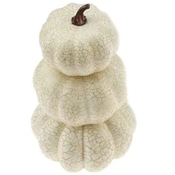 Woration White Artificial Shiny Crack Pumpkin Creative Fake Stacked Tower Design Pumpkin Decoration Halloween Autumn Fall Home Festival Harvest Christmas Display 3 Layers