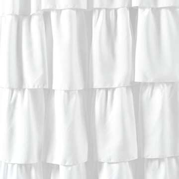 Lush Decor Ruffle Window Curtain - Vintage Chic Farmhouse Style Panel for Living, Dining Room, Bedroom (Single), 50”W x 84"L, White