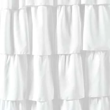 Lush Decor Ruffle Window Curtain - Vintage Chic Farmhouse Style Panel for Living, Dining Room, Bedroom (Single), 50”W x 84"L, White