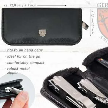 3 Swords Germany - brand quality 3 piece manicure pedicure grooming kit set for professional finger & toe nail care tool clipper fashion leather case in gift box, Made by 3 Swords (00811)