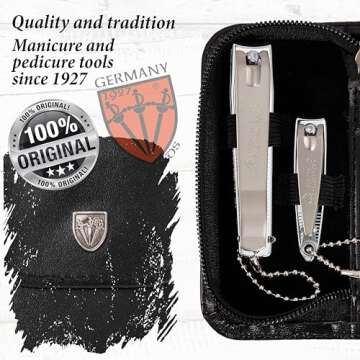 3 Swords Germany - brand quality 3 piece manicure pedicure grooming kit set for professional finger & toe nail care tool clipper fashion leather case in gift box, Made by 3 Swords (00811)