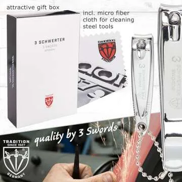 3 Swords Germany - brand quality 3 piece manicure pedicure grooming kit set for professional finger & toe nail care tool clipper fashion leather case in gift box, Made by 3 Swords (00811)