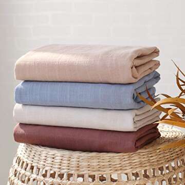 LifeTree 4 Pack Baby Swaddle Blankets for Boys & Girls, Soft Muslin Swaddle Blankets, Organic Cotton...