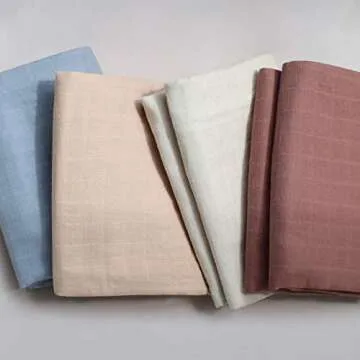 LifeTree 4 Pack Baby Swaddle Blankets for Boys & Girls, Soft Muslin Swaddle Blankets, Organic Cotton Muslin Receiving Blanket Earthy Color Baby Swaddling for Newborn, Large 47 x 47 inches