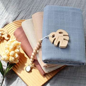 LifeTree 4 Pack Baby Swaddle Blankets for Boys & Girls, Soft Muslin Swaddle Blankets, Organic Cotton Muslin Receiving Blanket Earthy Color Baby Swaddling for Newborn, Large 47 x 47 inches