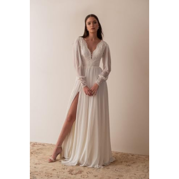 Elegant Long Sleeves Wedding Dress Bride 2024