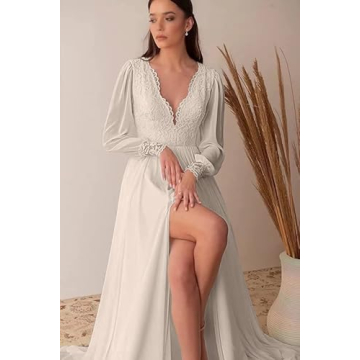 Elegant Long Sleeves Wedding Dress Bride 2024