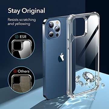 ESR for iPhone 12 Pro Max Case, Military-Grade Protection, Shock-Absorbing Corners, Scratch- and Yellowing-Resistant Hard Back, Phone Case for iPhone 12 Pro Max, Air Armor Case, Clear