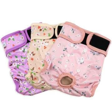 Grecle Female Dog Diapers - Premium Reusable Diapers for Doggie in Heat - Highly Absorbent Dog Diape...