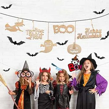 IFLYOOY 60 PCS Halloween Wooden Slices for DIY Crafts