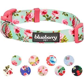 Stylish Blueberry Pet Floral Rose Dog Collar - Eco-Friendly